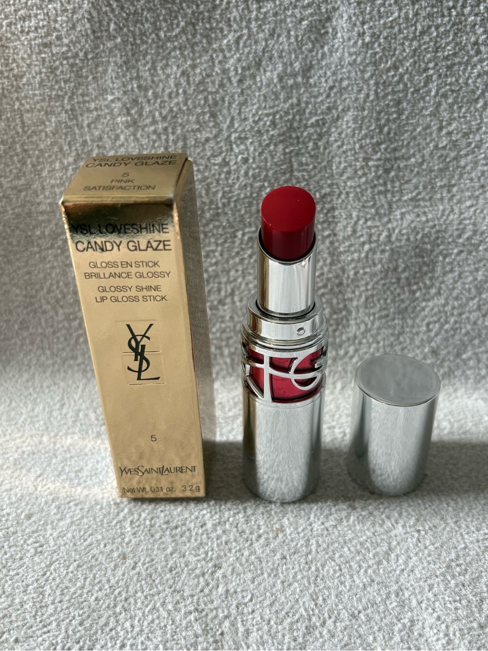 Yves Saint Laurent Candy Glaze Lipstick shade Pink Satisfaction Brand New in Box